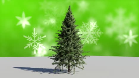 christmas tree and snowflakes falling