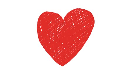 animación dibujada a mano de un corazón romántico rojo