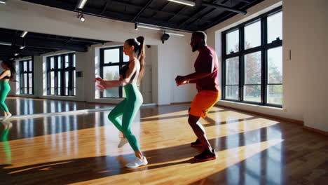couple dancing in a dance studio