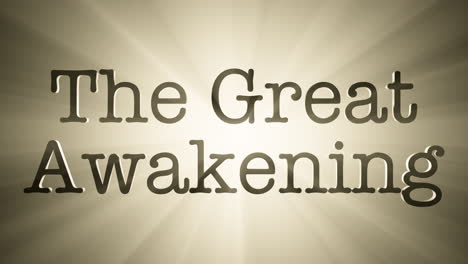 the great awakening animated 3d text with volumetric lighting and god rays