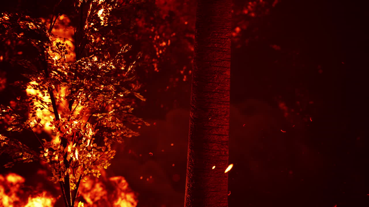 un incendio forestal quema el suelo en el bosque