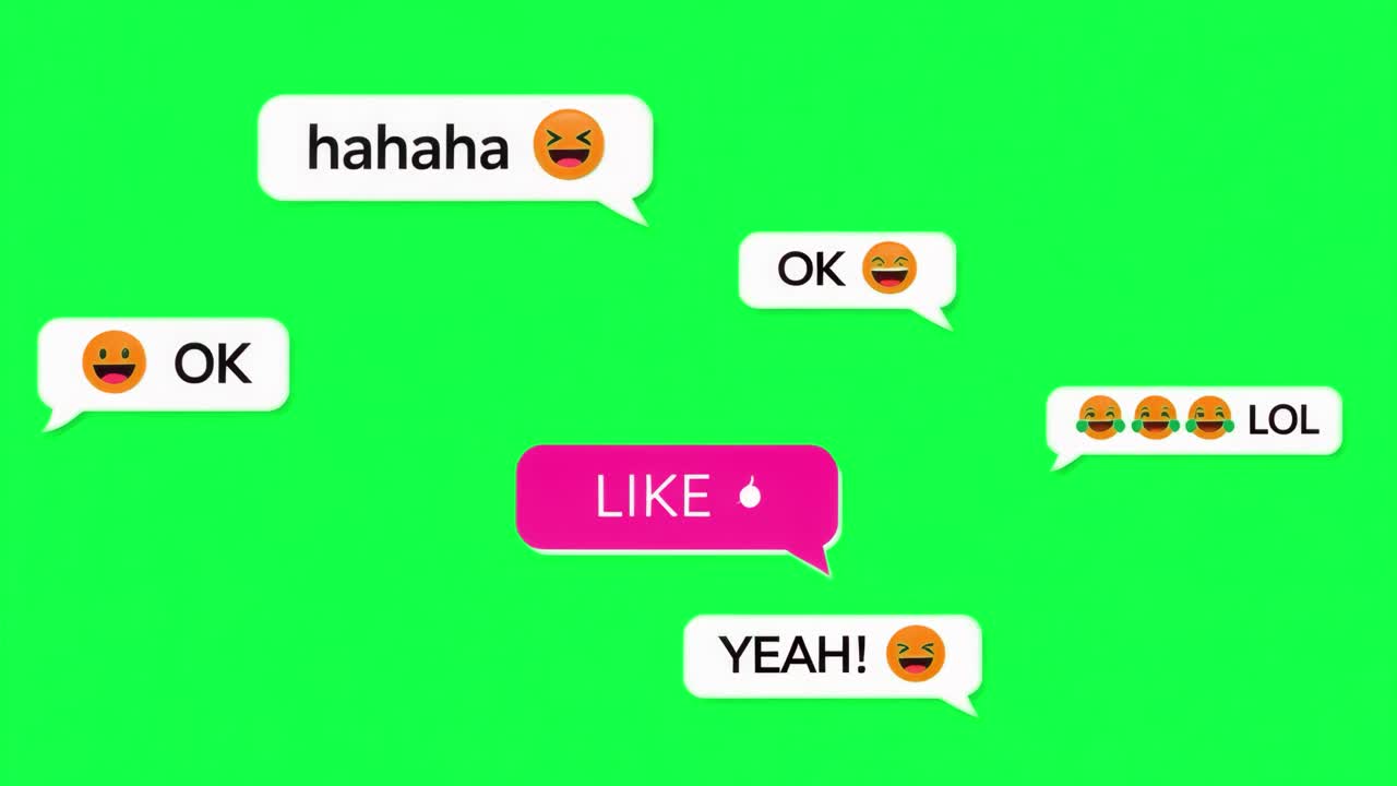 Farverig chatboble-animation, gennemsigtig 4K-video, green screen