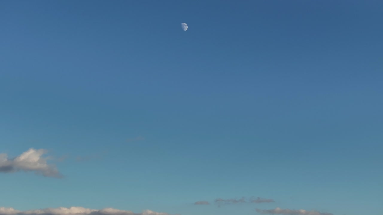 Moon and hills in fall drone view