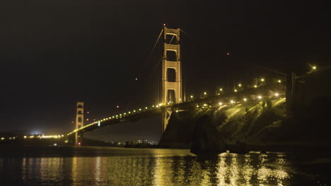 time lapse from the side of the golden gate bridge at night time located in san francisco california