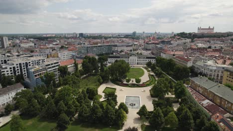 vista aérea del palacio presidencial grassalkovich en bratislava, eslovaquia, con su arquitectura barroca y sus jardines