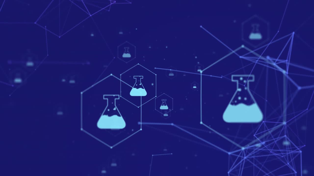 의료 아이콘 및 데이터 처리 네트워크의 애니메이션