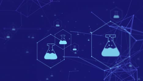 animatie van een netwerk van medische pictogrammen en gegevensverwerking