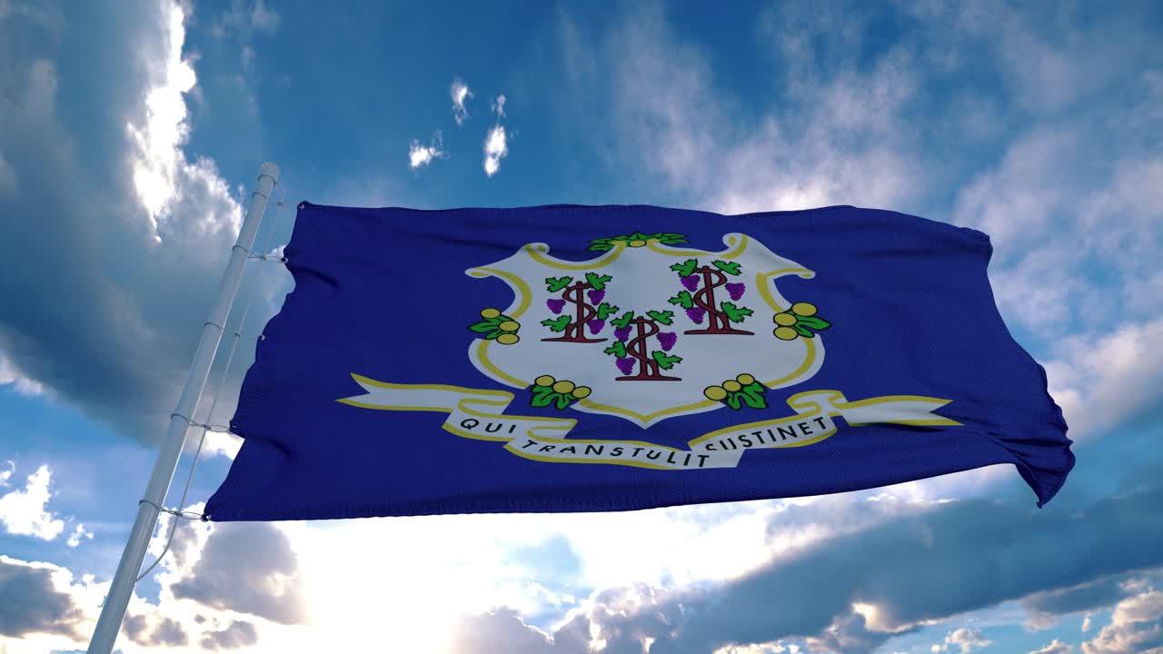 하늘에서 바람에 흔들리는 발 기둥 위에 있는 코네티의 발.