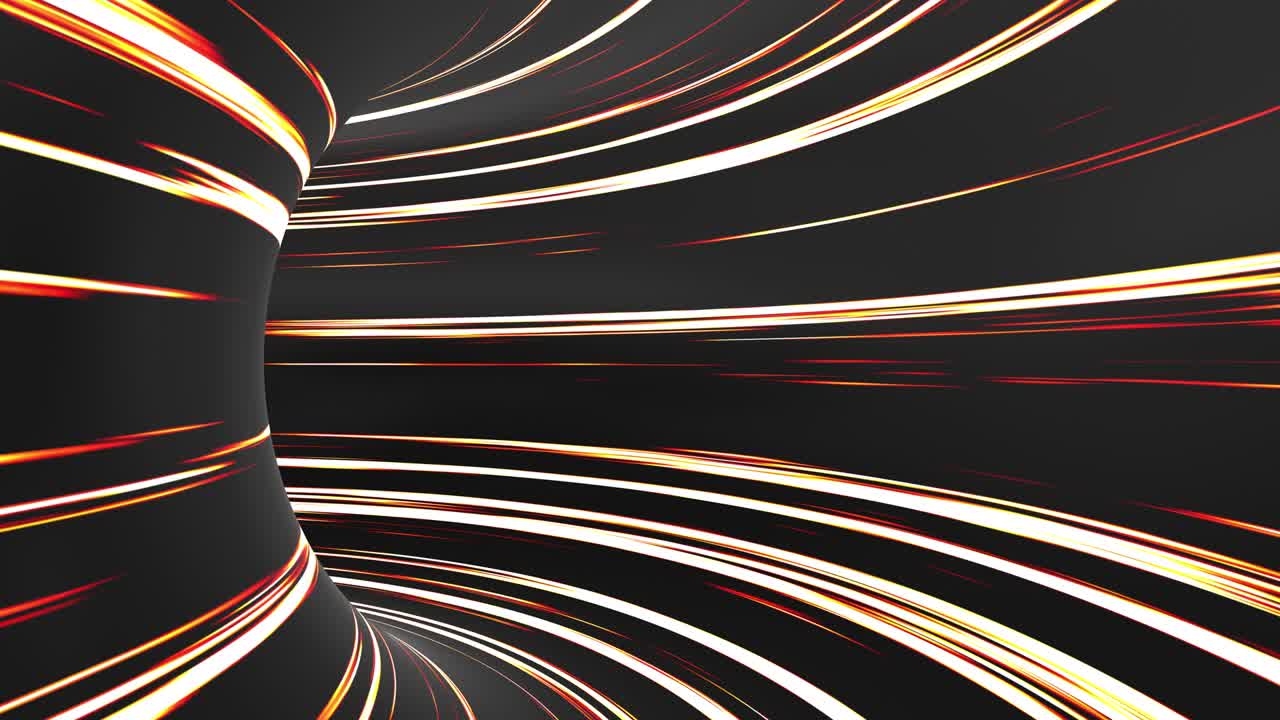 Abstract neon lights traveling through the tunnel with highspeed, seamless loop.