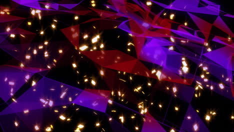 animating geometric shapes and glowing particles on dark background