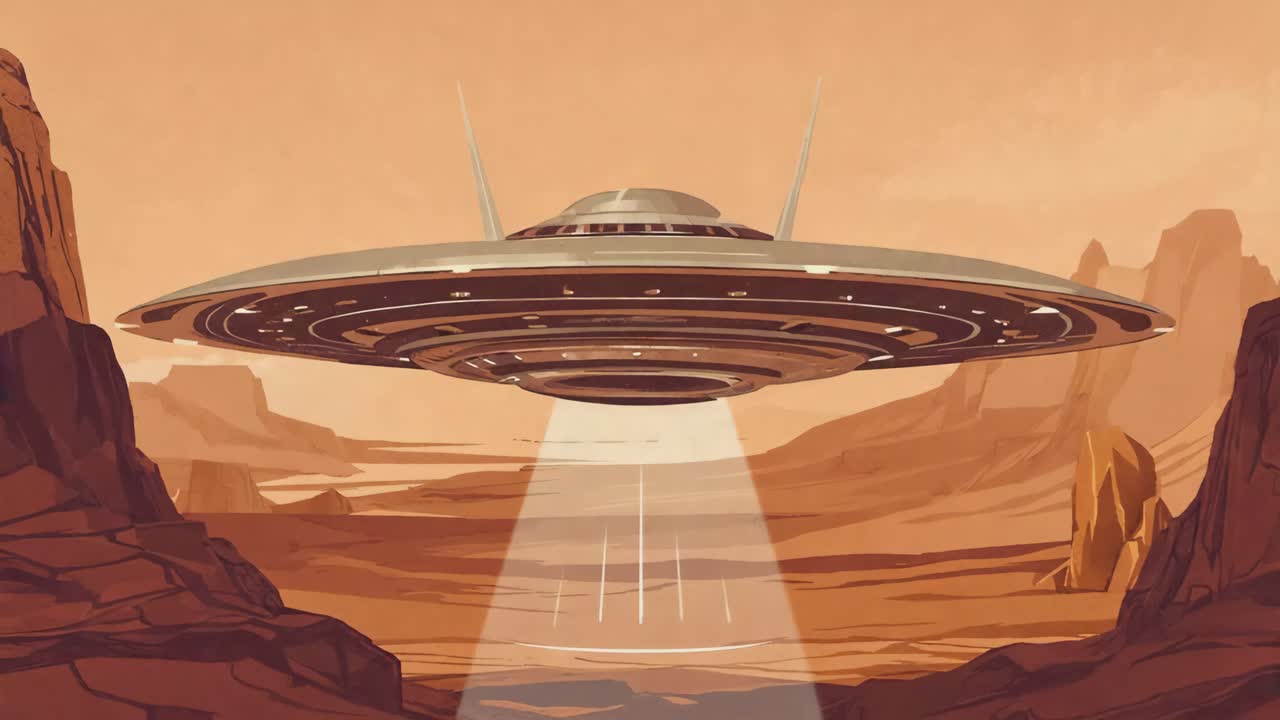 UFO over a Martian Desert