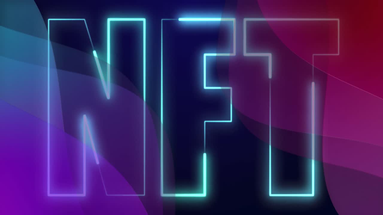 Animazione del testo NFT su uno sfondo colorato