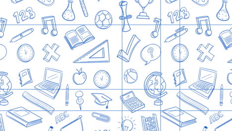 digital animation of school concept icons against white background