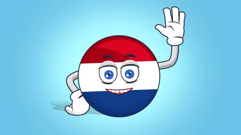 cartoon icon flag netherlands holland hi hello with face animation with alpha matte