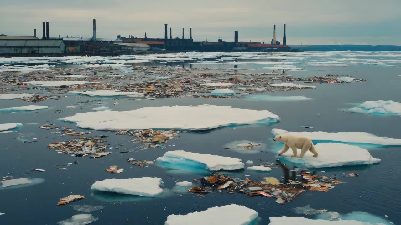 Polar Bear on a Polluted Ice Floe