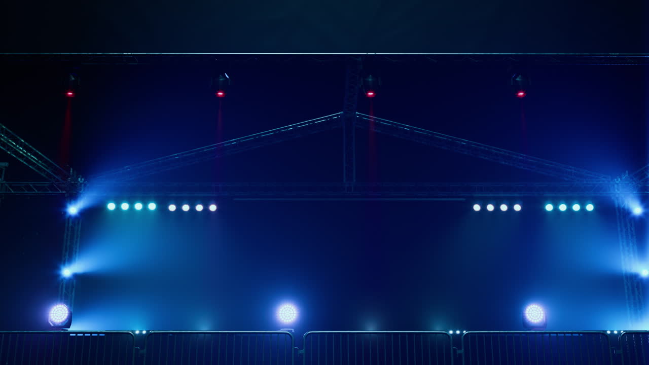 Empty Stage at Night with Colorful Lighting