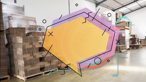 animation of speech bubble over warehouse