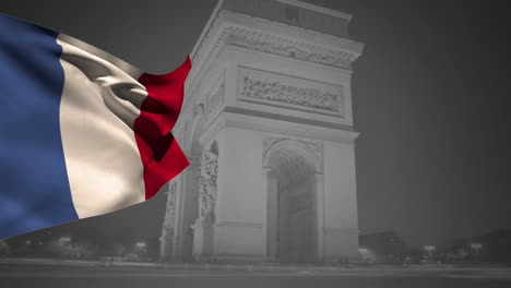 bandera francesa y arco de triunfo