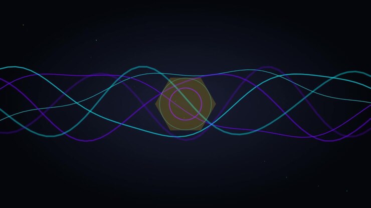 Abstract Motion Graphic of Oscillating Waves and Geometric Hexagon