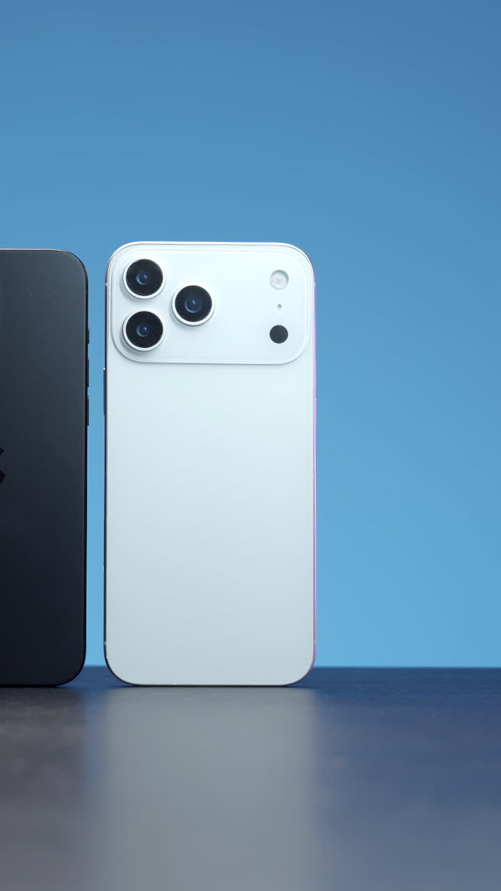 Two iPhones in black and white