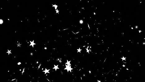 Animation-of-snow-and-stars-on-black-background