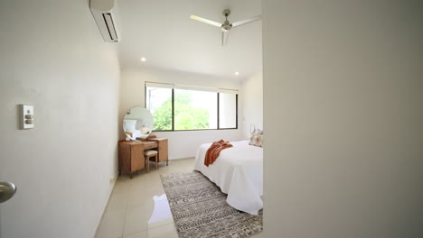 behind wall reveal of medium sized bedroom home interior of townhouse apartment