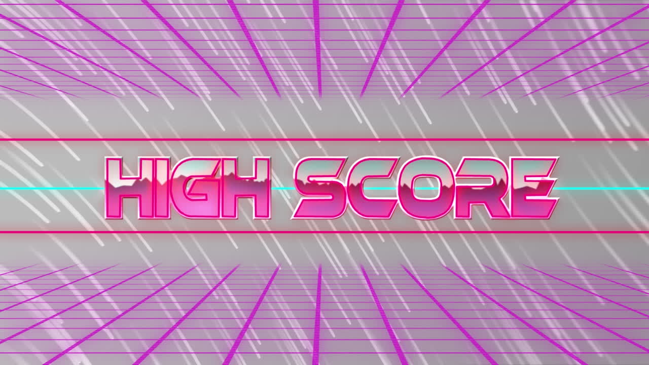 Animation of high score text over lines on grey background