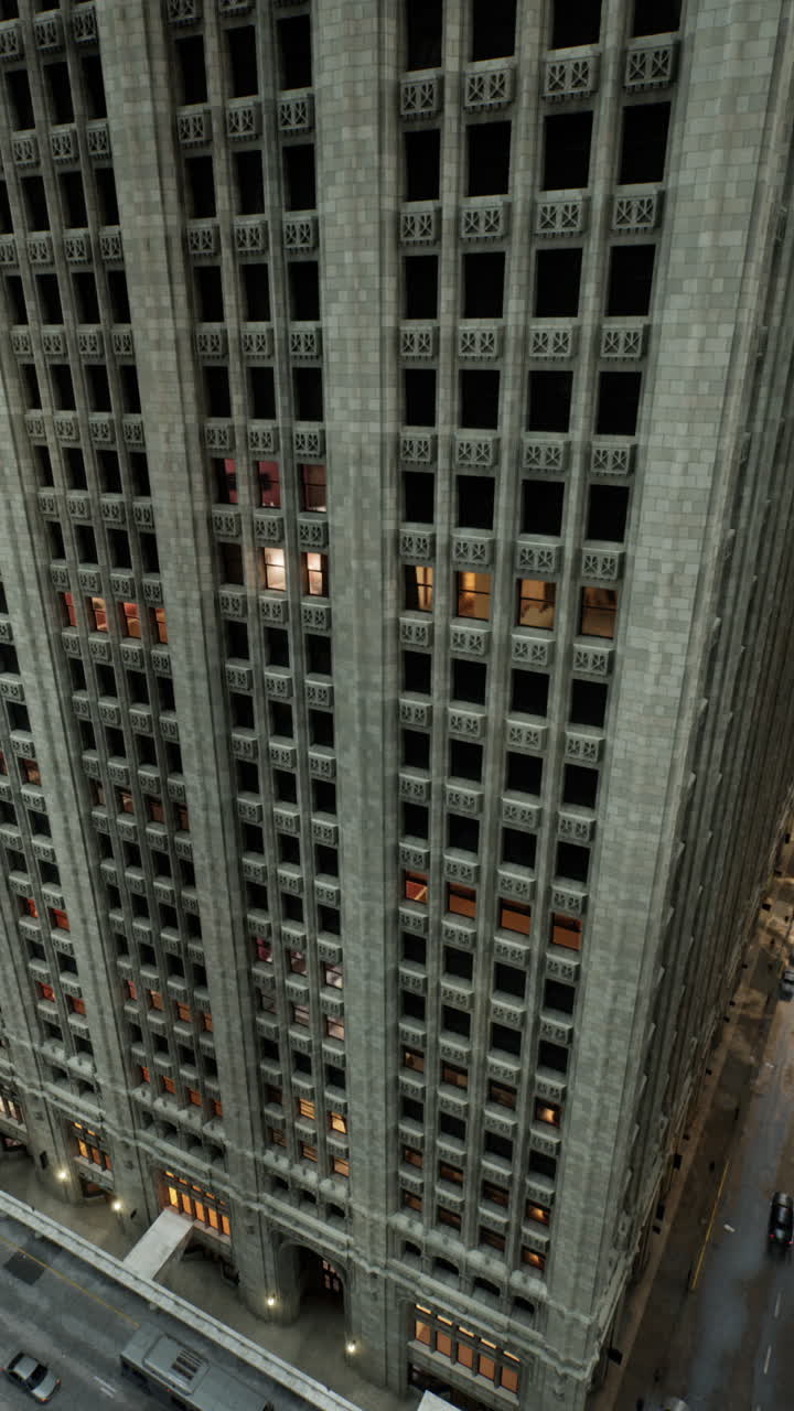 vista aérea de una calle de la ciudad con rascacielos