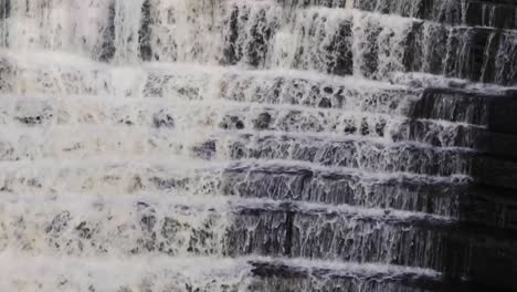 water running down stone stepped waterfall surrounded by trees and greenery-8