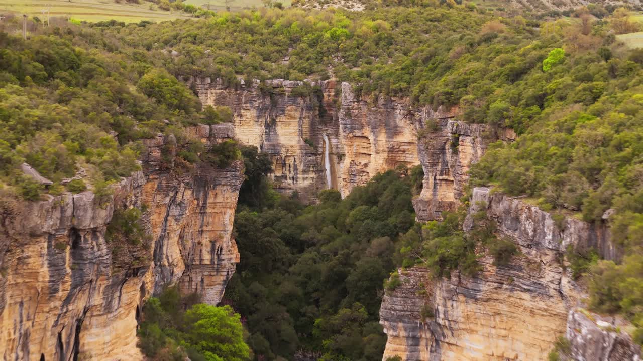 Beautiful view of Osum Canyon in Berat, Albania, lush cliffs, serene scene