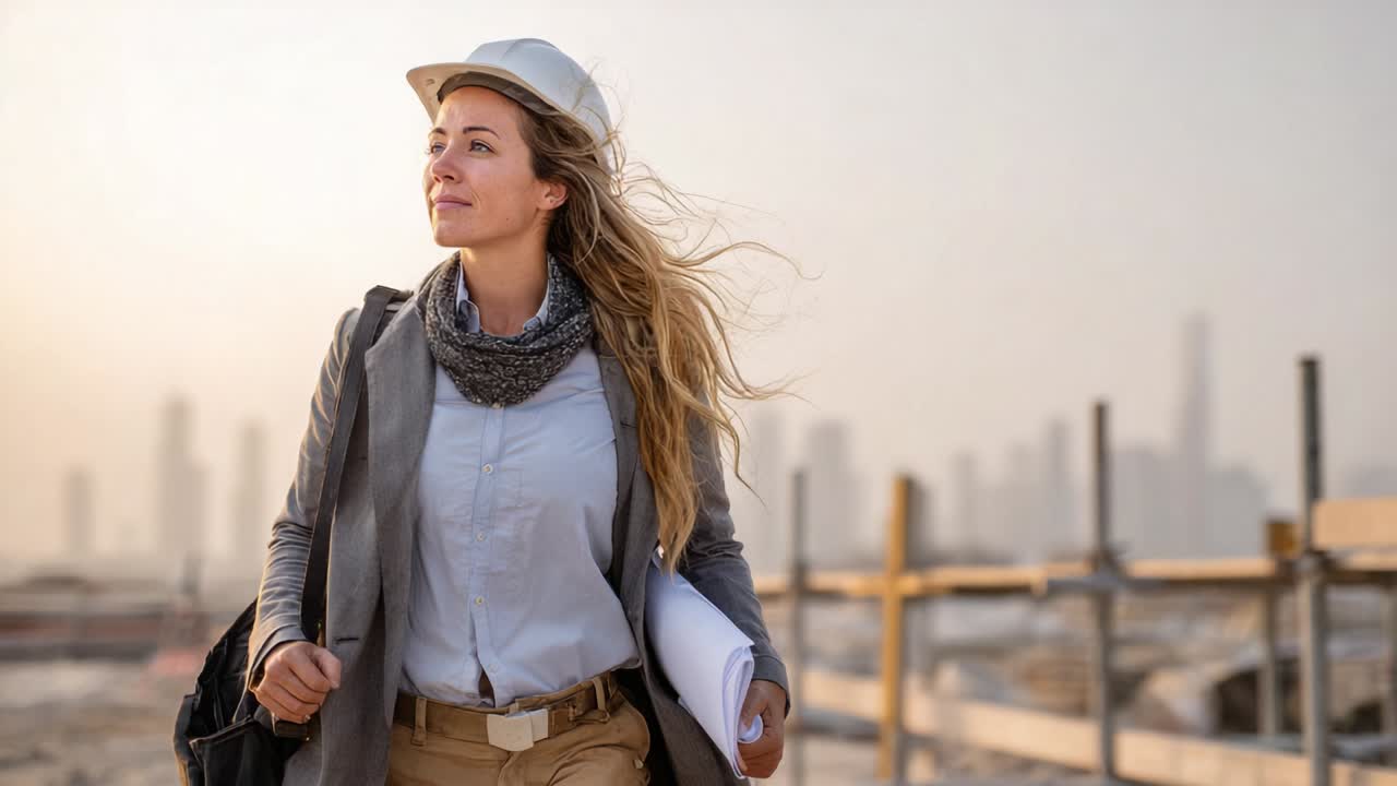 Ingegnere donna sul cantiere