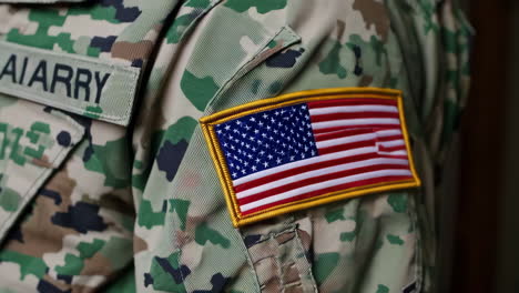 us flag patch on military camouflage uniform