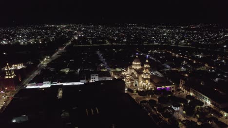 Aerial-view-of-the-city-of-Salamanca-on-a-New-Year's-Eve-night-2022