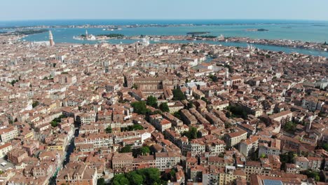 aerial view of venice, italy and the boroughs of dorsoduro, san marco, giudecca, and castello