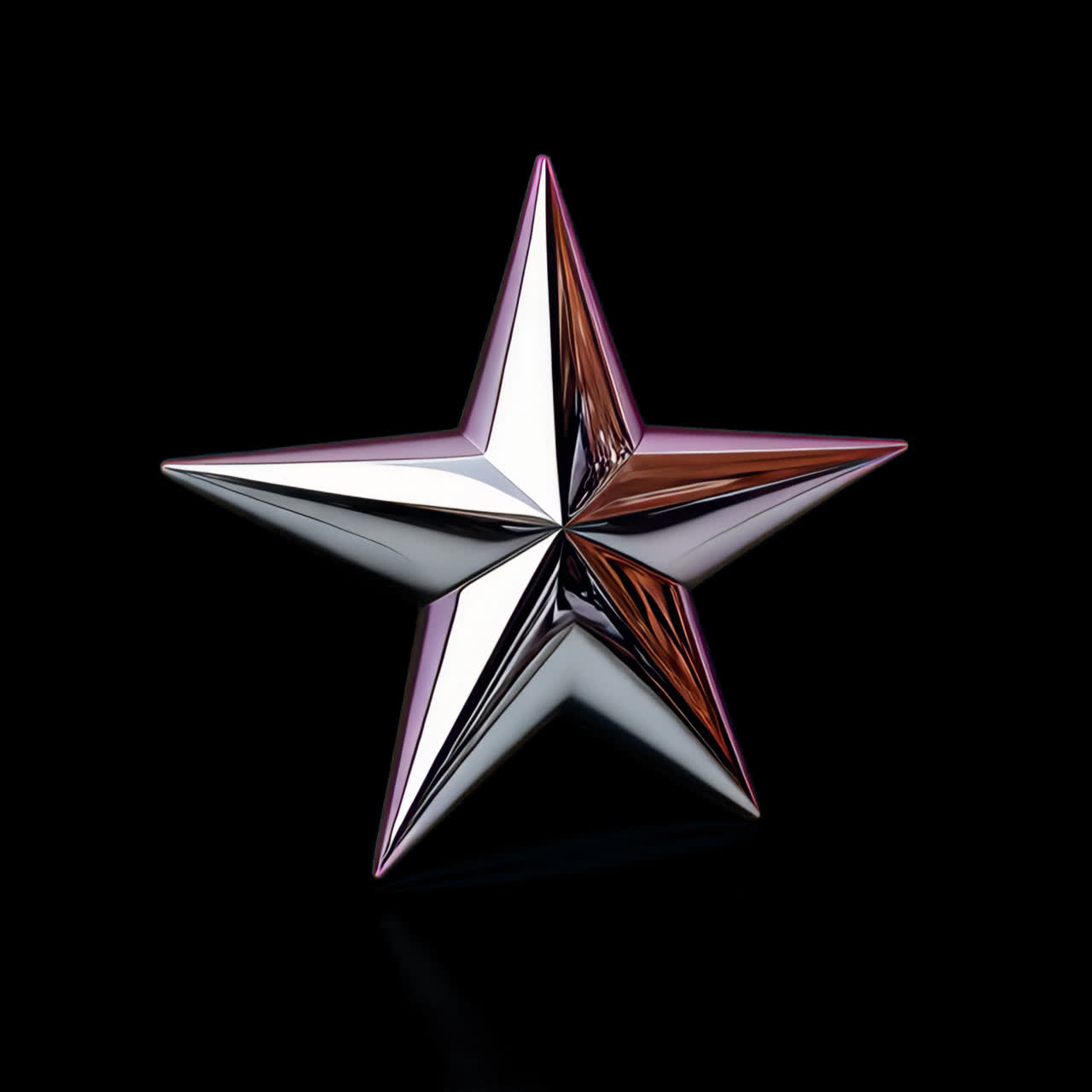 Chrome silver star animation isolated asset, transparent 4K video, alpha channel, ProRes 4444