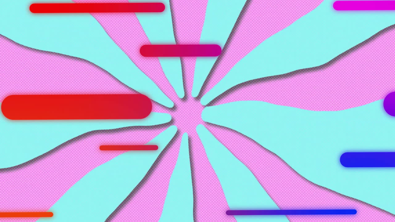 Animation of glowing neon lights moving over pattern background