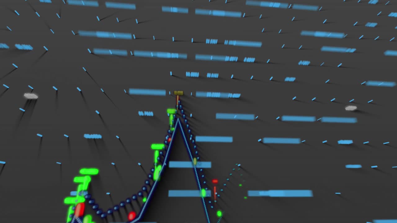 회색 배경에 대한 금융 데이터 처리의 애니메이션