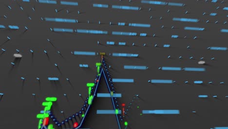 animation of financial data processing against grey background