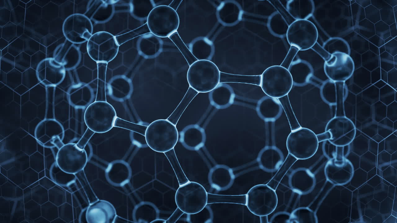 rotación de la esfera de la molécula, renderización en 3d.