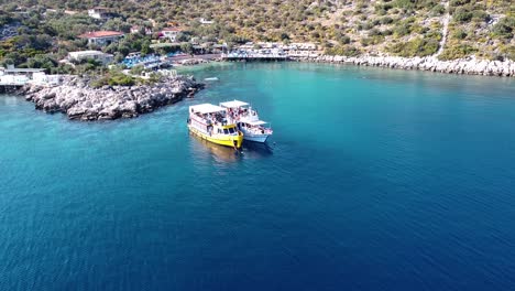 drone shot of the boats at the sea