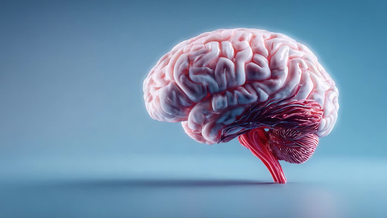A Stunning 3D Visualization of the Human Brain Illustrating Complex Structures and Functionality in a Serene and Attractive Light