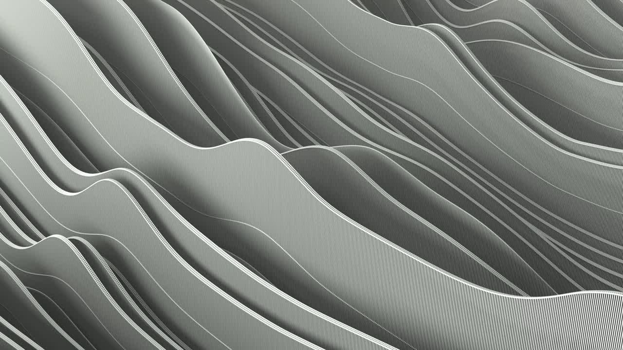 3d animation of white abstract stripes pattern of moving rippling lines