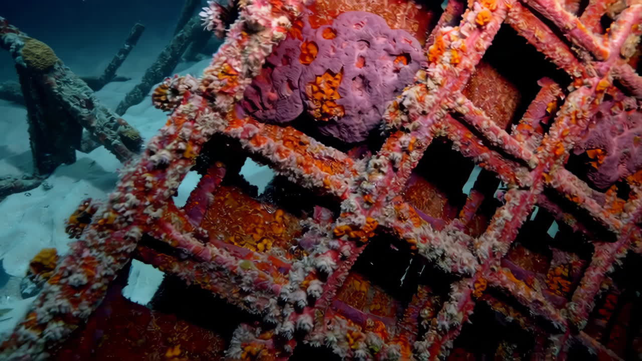 해양 생명체와 함께 수중 잔해