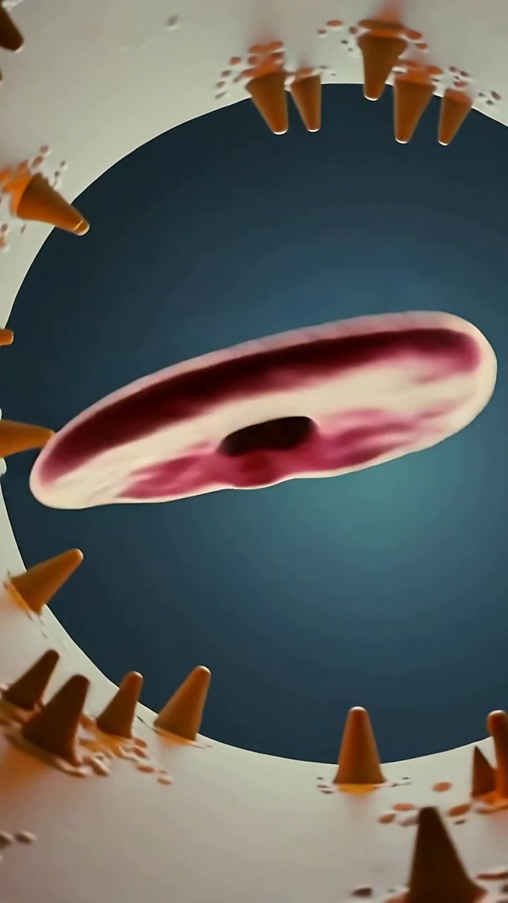 Dikey video: Sekans başladıktan sonra lümen içinde dönerek sürüklenen kırmızı disk, turuncu konileri geçerken.