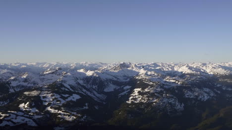 Snow-capped-Mountains-of-BC,-Canada.-Aerial-Shot