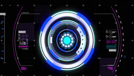 Animation of circular scope scanning with information and data on black
