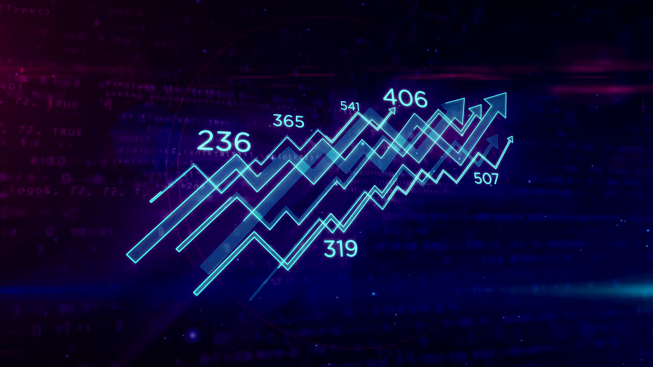 Cyber business concept with chart looping animation