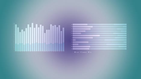 animación del procesamiento de datos estadísticos contra un fondo de gradiente azul