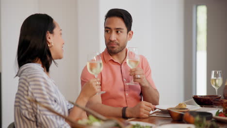 Family-brunch,-couple-and-champagne-toast