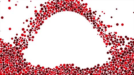 movimiento rápido de puntos multicolores de diferentes tamaños que crean el espacio vacío en forma de círculo y caen. animación. animación de dibujos animados de estilo plano 2d en 4k, formato ultra hd